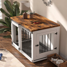 Load image into Gallery viewer, Zakkart Dog Crate Furniture w/ Barn Door and Rustic Brown Top - 30&#39;&#39;/36&#39;&#39; Wide
